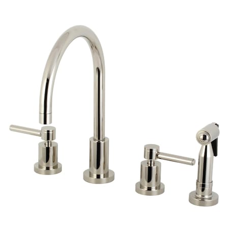 Kingston Brass KS8726DLBS Concord 8" Widespread Kitchen Faucet W/ Brass Sprayer, Nickl KS8726DLBS
